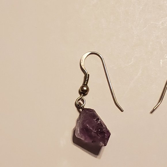 Amethyst Nugget Sterling Silver Hook Earrings - Picture 3 of 5